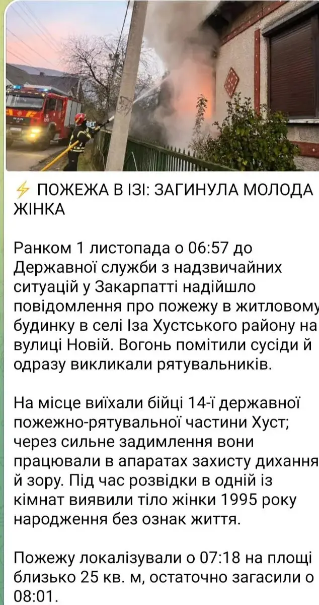 Знайшли обвуглене тіло жінки у День Всіх Святих: масштабна пожежа підняла на ноги жителів Закарпаття