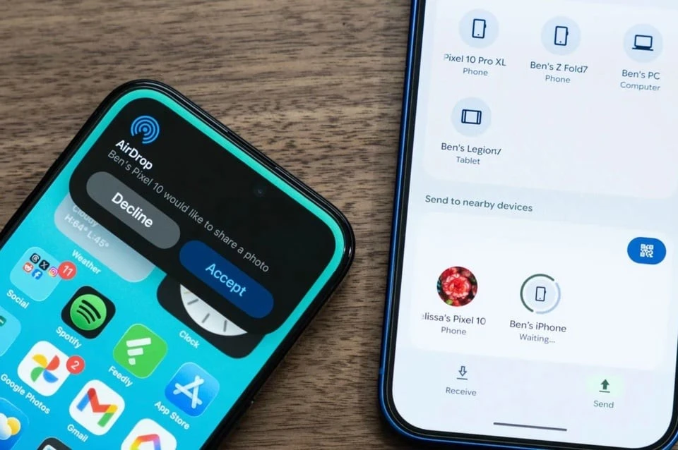 Google дозволила Pixel обмінюватися файлами з iPhone через AirDrop