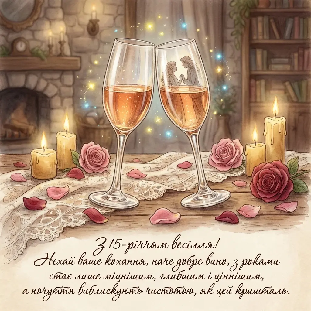 15 років весілля привітання