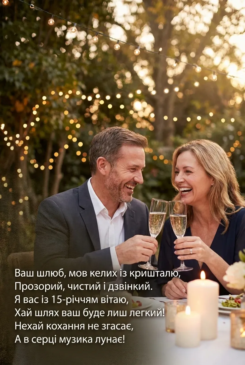 15 років весілля привітання