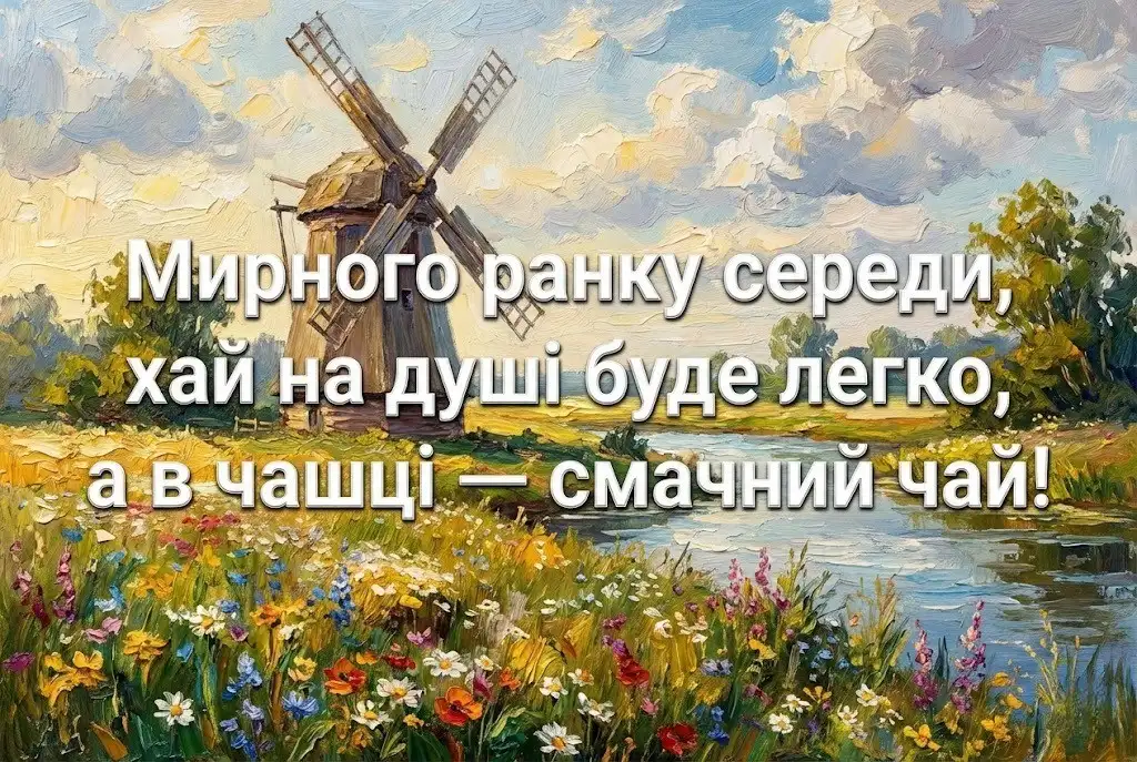 Мирного ранку середи: картинки українською для душевного привітання