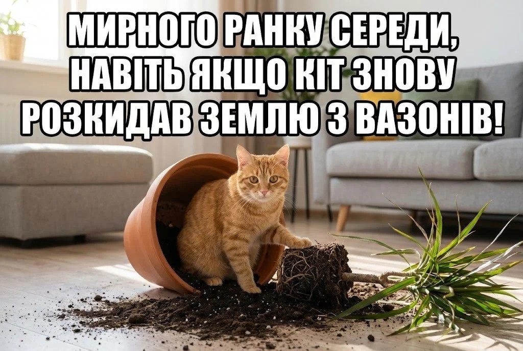 Мирного ранку середи: картинки українською для душевного привітання