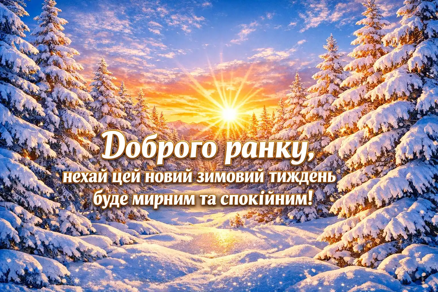 З початком нового тижня: доброго ранку та зимові побажання у світлих картинках