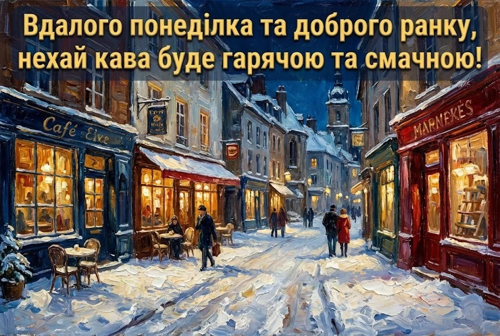 З початком нового тижня: зимові побажання у світлих картинках