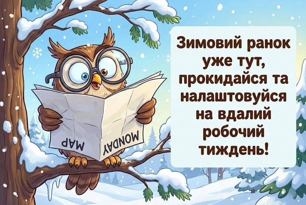 З початком нового тижня: зимові побажання у світлих картинках