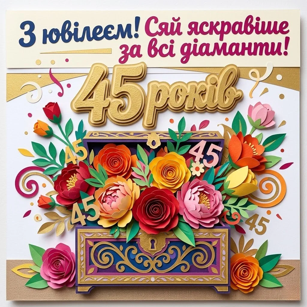Привітання з ювілеєм 45 років жінці: найкращі побажання у віршах та прозі