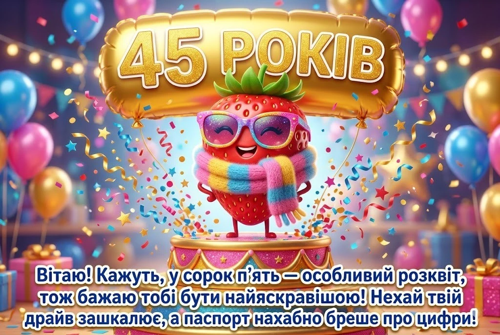 Привітання з ювілеєм 45 років жінці: найкращі побажання у віршах та прозі