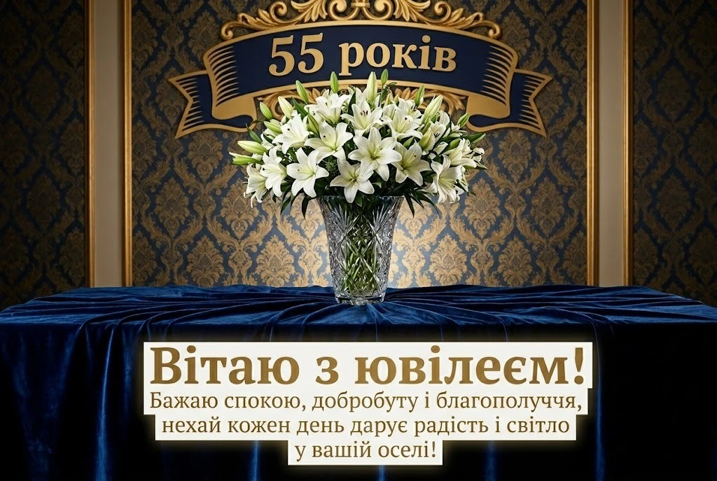 Привітання з ювілеєм 55 років: мудрі слова, що торкаються серця