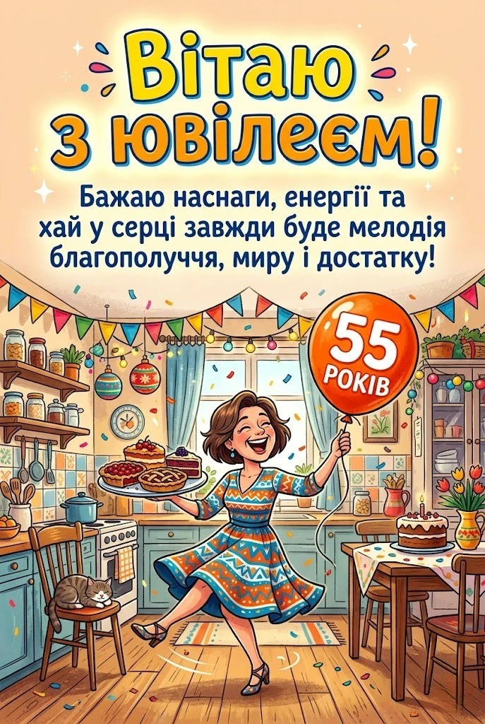 Привітання з ювілеєм 55 років: мудрі слова, що торкаються серця