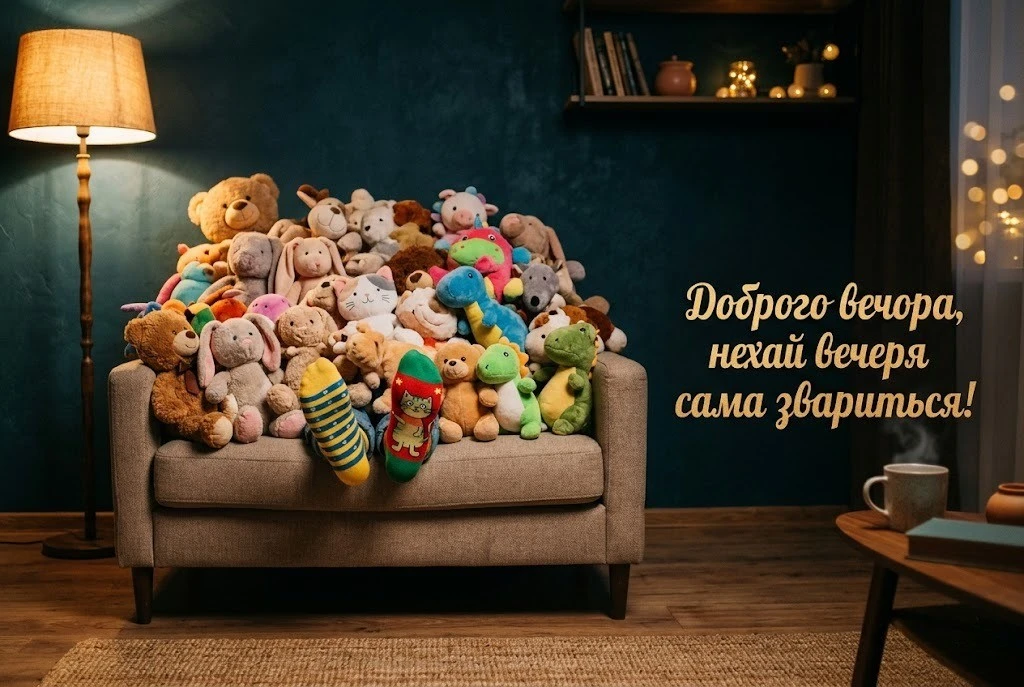 Доброго вечора українською мовою: смішні картинки та прикольні побажання для гарного настрою