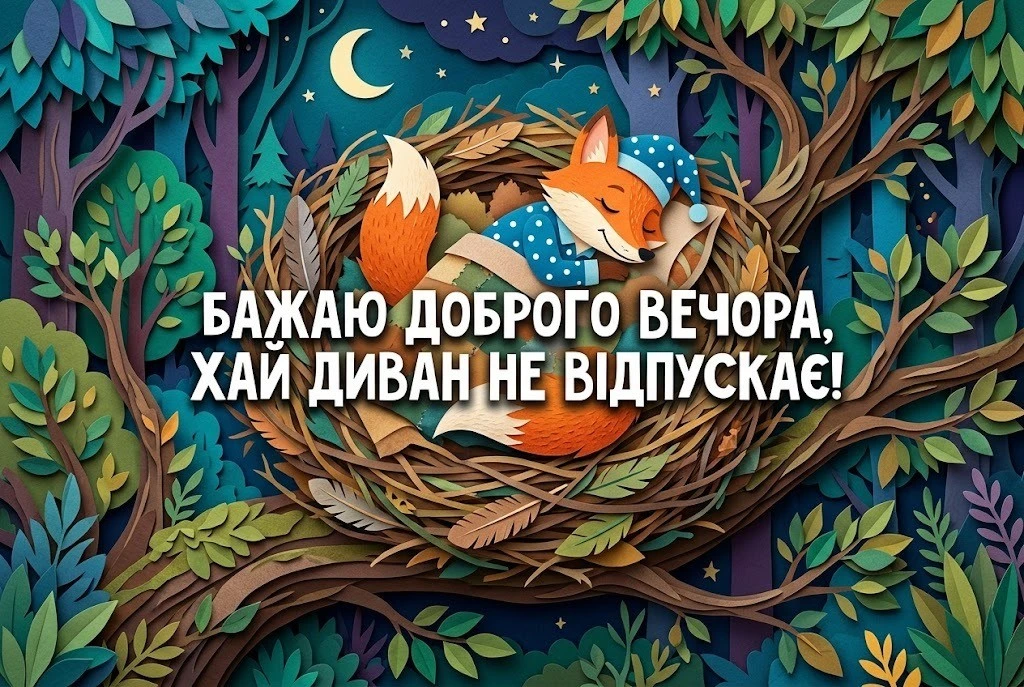 Доброго вечора українською мовою: смішні картинки та прикольні побажання для гарного настрою