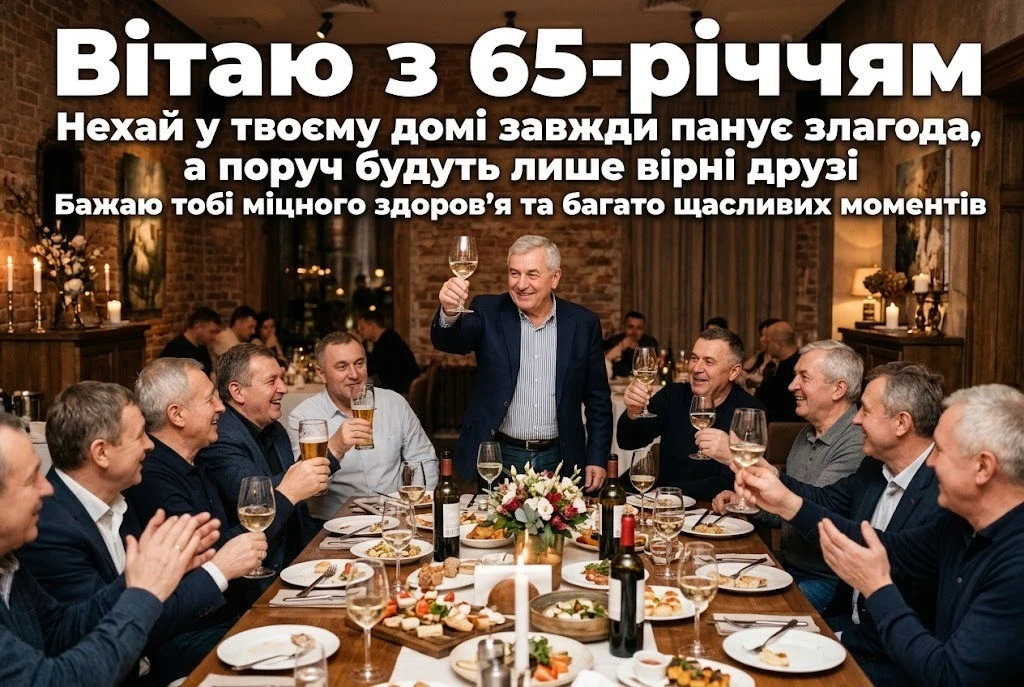 Привітання з 65-річним ювілеєм чоловіку: мудрі слова, вірші та побажання