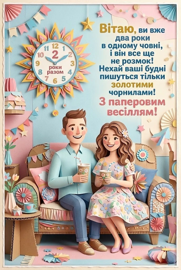 2 роки подружнього життя: зворушливі слова на паперове весілля