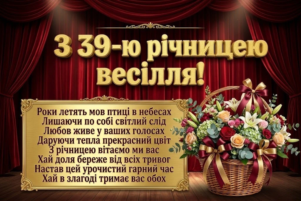 Привітання з 39 річницею весілля для батьків: найтепліші слова та вірші