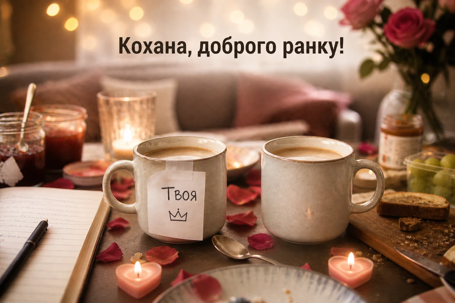Доброго ранку, кохана, пий каву і думай про мене: найкращі картинки та ніжні побажання