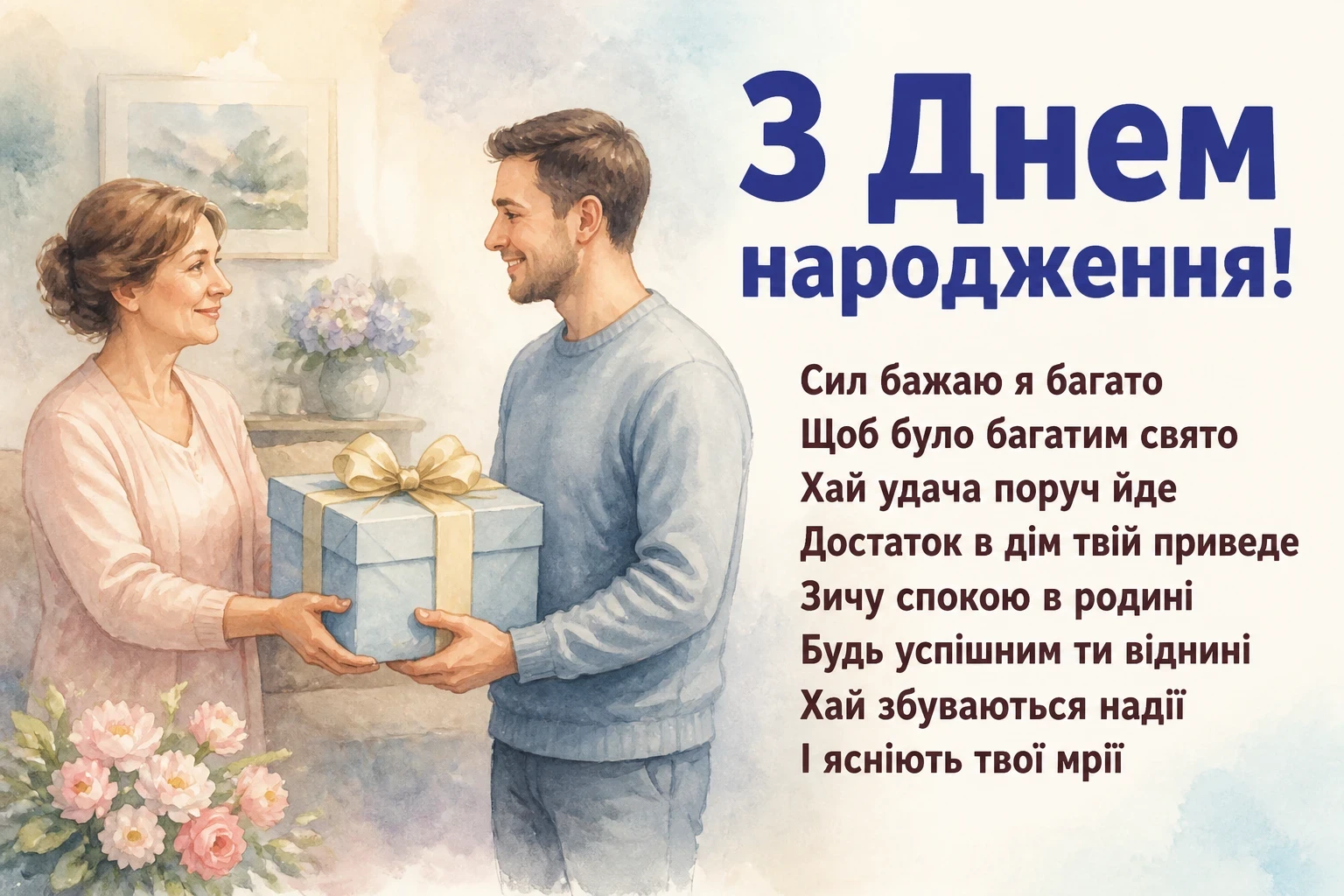 привітання з днем народження дорослого сина від мами своїми словами